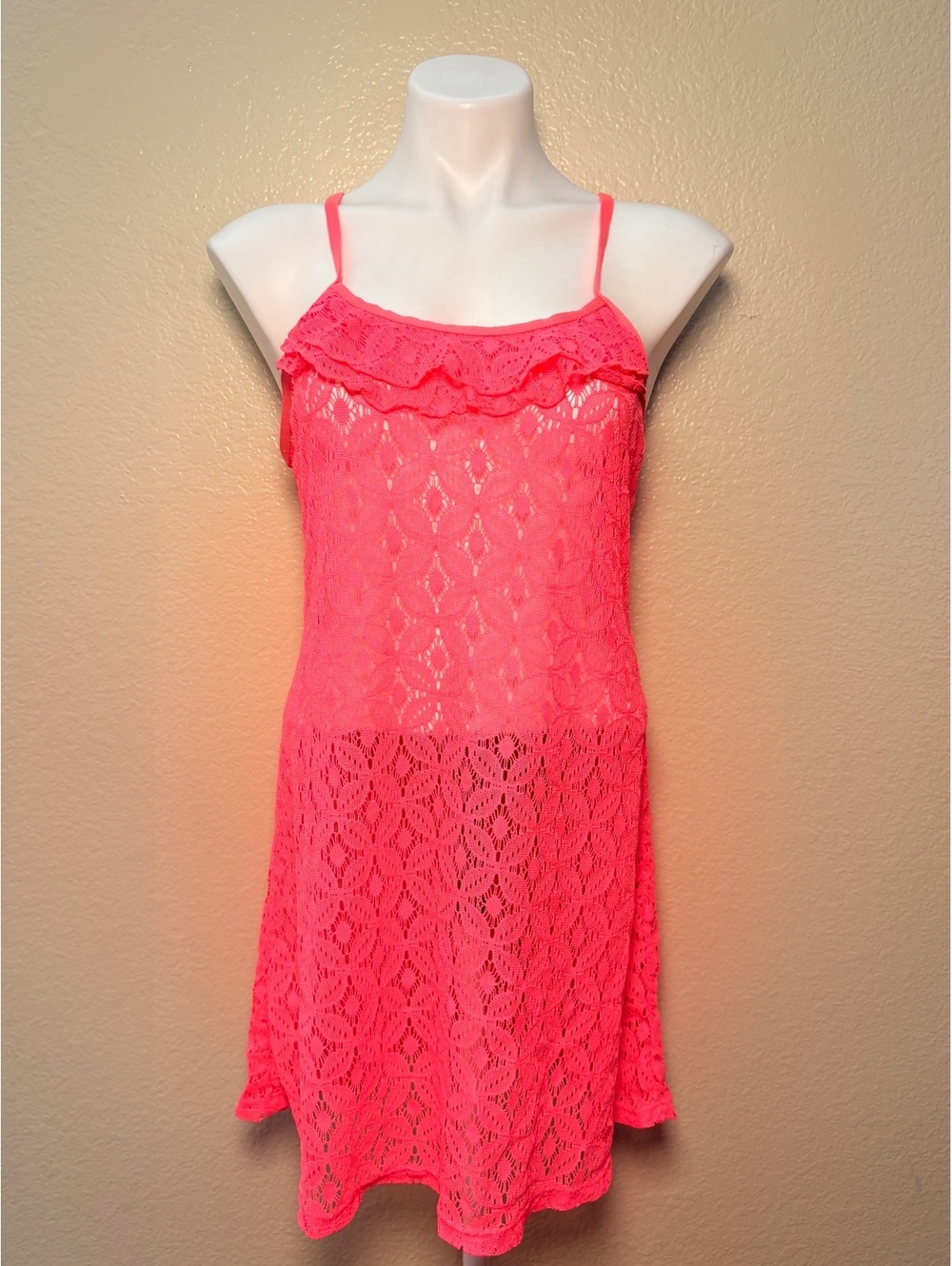 Y2K Women's Pink Lace Cami Spaghetti Strap Dress with Ruffle Detail #11